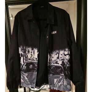 LOOSE Brand Jacket Mens SM Black Graphic Print Bomber Streetwear Japanese Urban